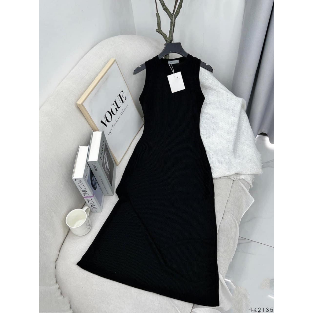 Đầm thun gân SN - TK2135,  ĐẦM  SÁT NÁCH THUN GÂN TÔN DÁNG CHE ĐẦU GỐI TÔN DÁNG HACK CHIỀU CAO