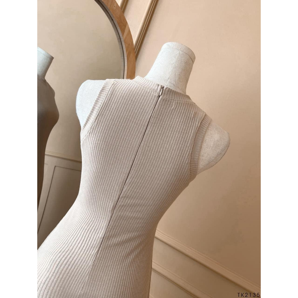 Đầm thun gân SN - TK2135,  ĐẦM  SÁT NÁCH THUN GÂN TÔN DÁNG CHE ĐẦU GỐI TÔN DÁNG HACK CHIỀU CAO