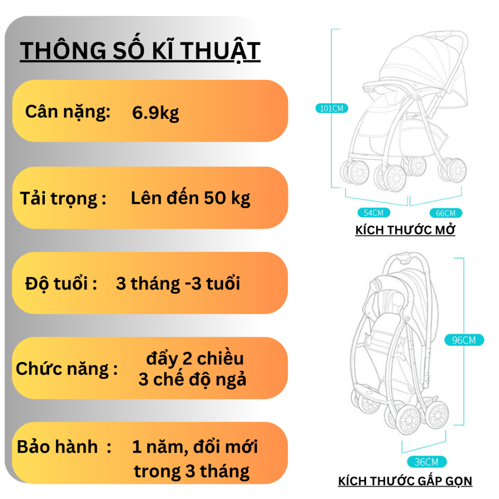 Xe đẩy cho bé COCOBEE cao cấp có thể gấp gọn, thoáng mát cho bé - Bảo hành 24 tháng