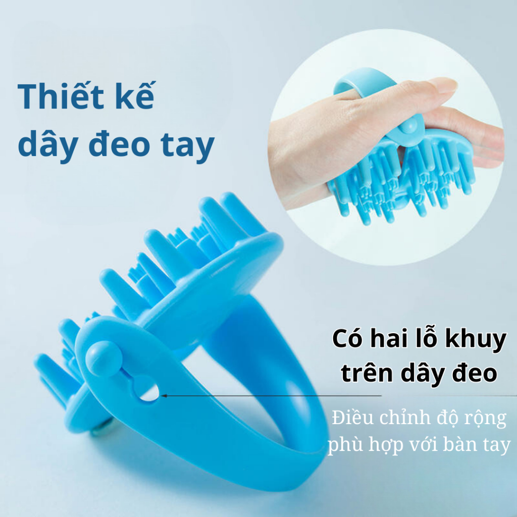 Lược gội đầu Bihome silicon gai tròn mềm massage giảm stress, tẩy tế bào chết, làm sạch da đầu hiệu quả