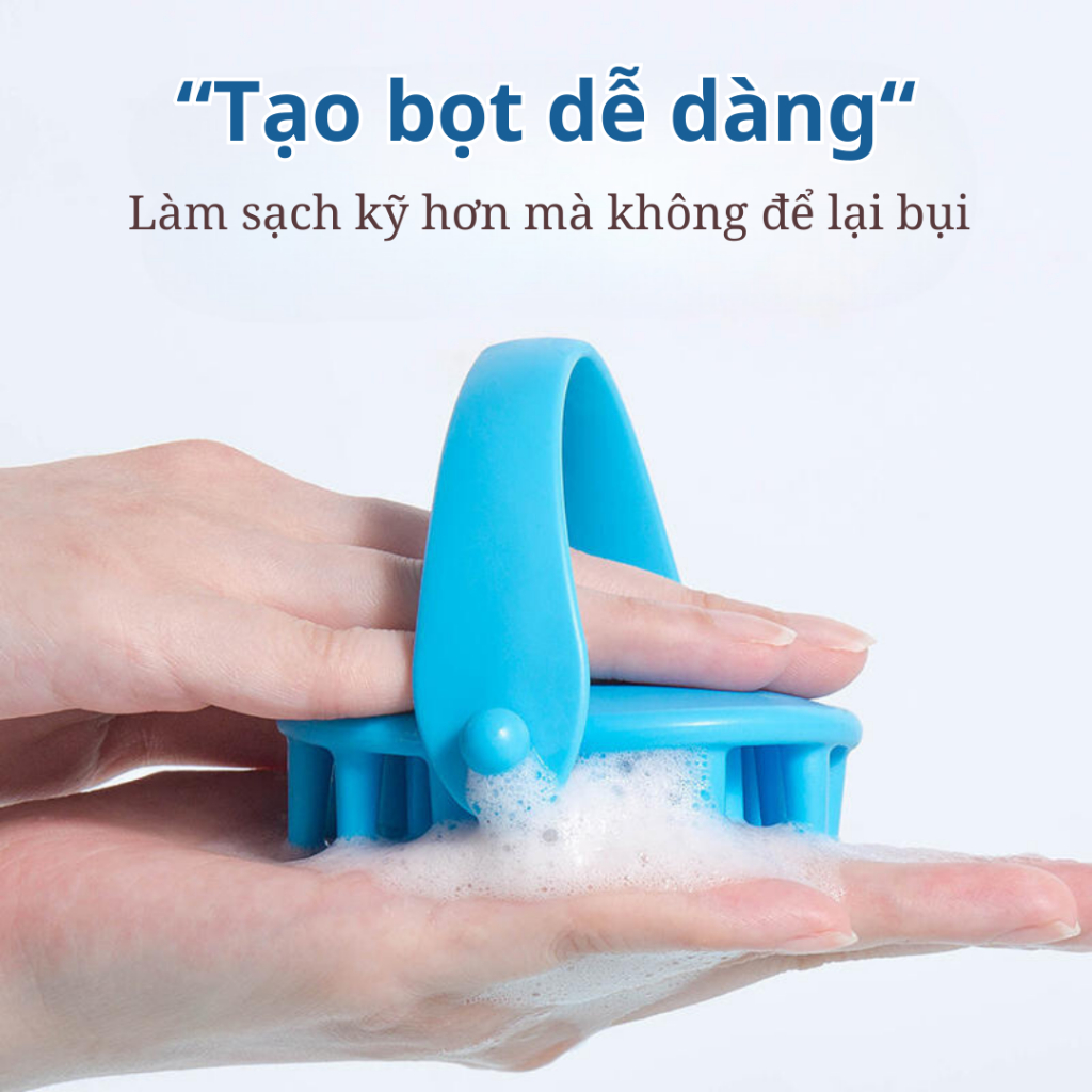 Lược gội đầu Bihome silicon gai tròn mềm massage giảm stress, tẩy tế bào chết, làm sạch da đầu hiệu quả