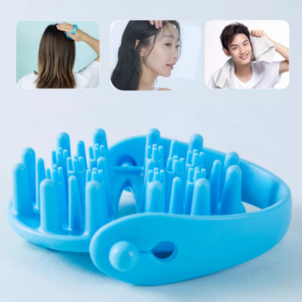 Lược gội đầu Bihome silicon gai tròn mềm massage giảm stress, tẩy tế bào chết, làm sạch da đầu hiệu quả