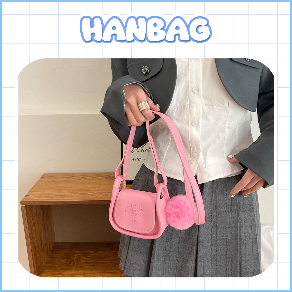 Túi đeo chéo mini màu trơn bằng da Hanbag HB07