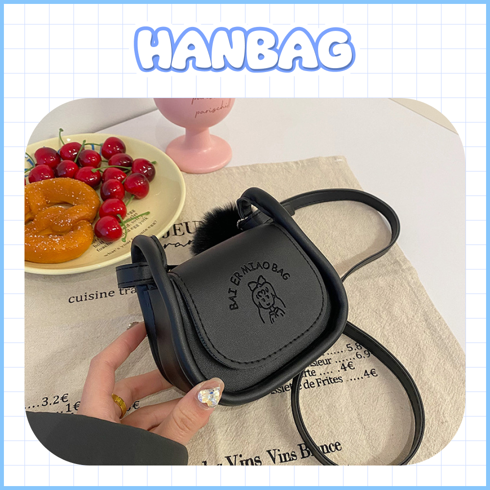 Túi đeo chéo mini màu trơn bằng da Hanbag HB07