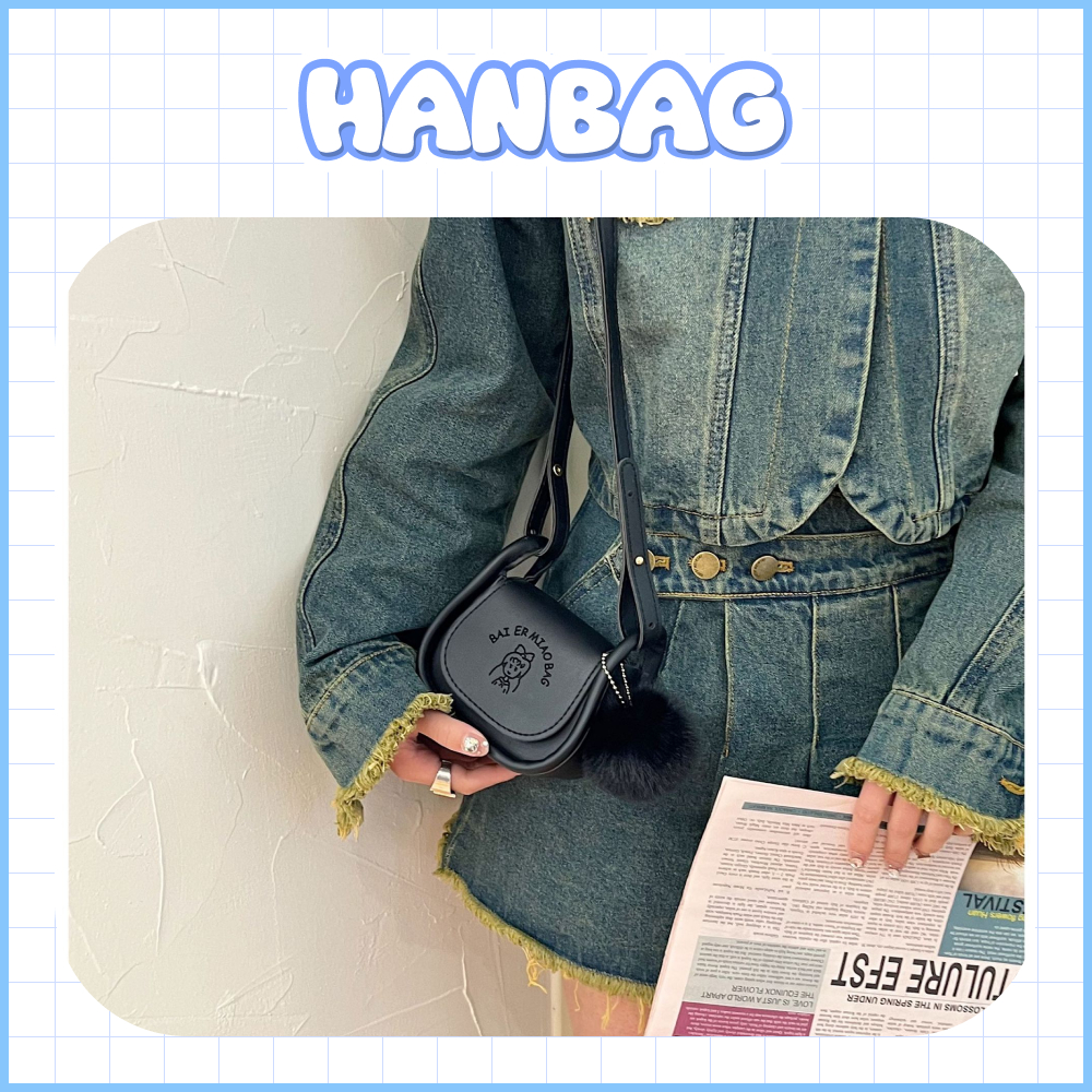 Túi đeo chéo mini màu trơn bằng da Hanbag HB07