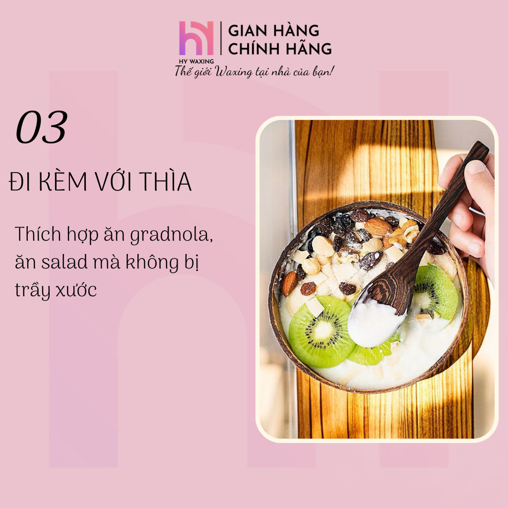 [Size Lớn] Bát Chén Gáo Dừa Tặng Kèm Muỗng Size Lớn Ăn Salad, Ngũ Cốc An Toàn HYWAXING 894