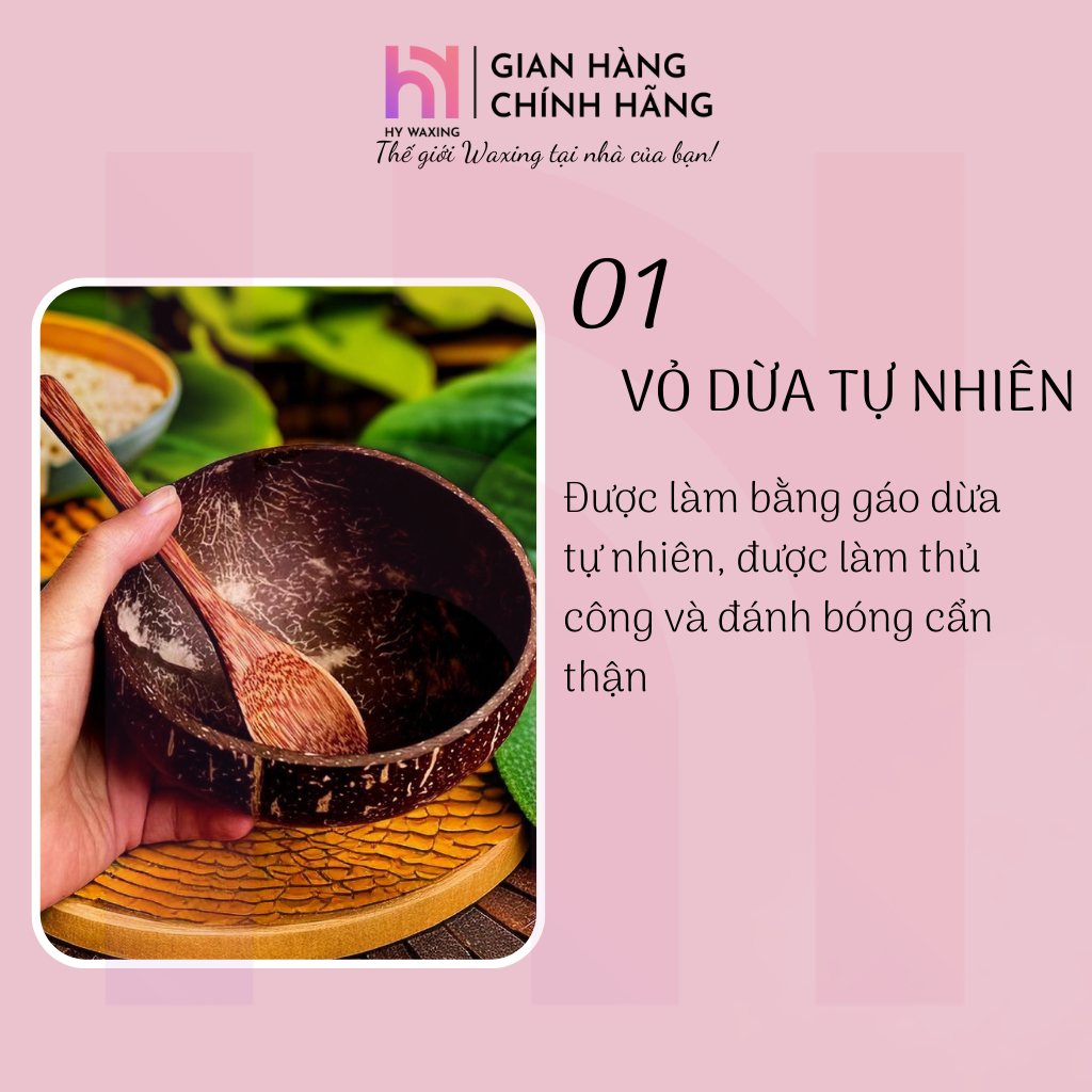 [Size Lớn] Bát Chén Gáo Dừa Tặng Kèm Muỗng Size Lớn Ăn Salad, Ngũ Cốc An Toàn HYWAXING 894