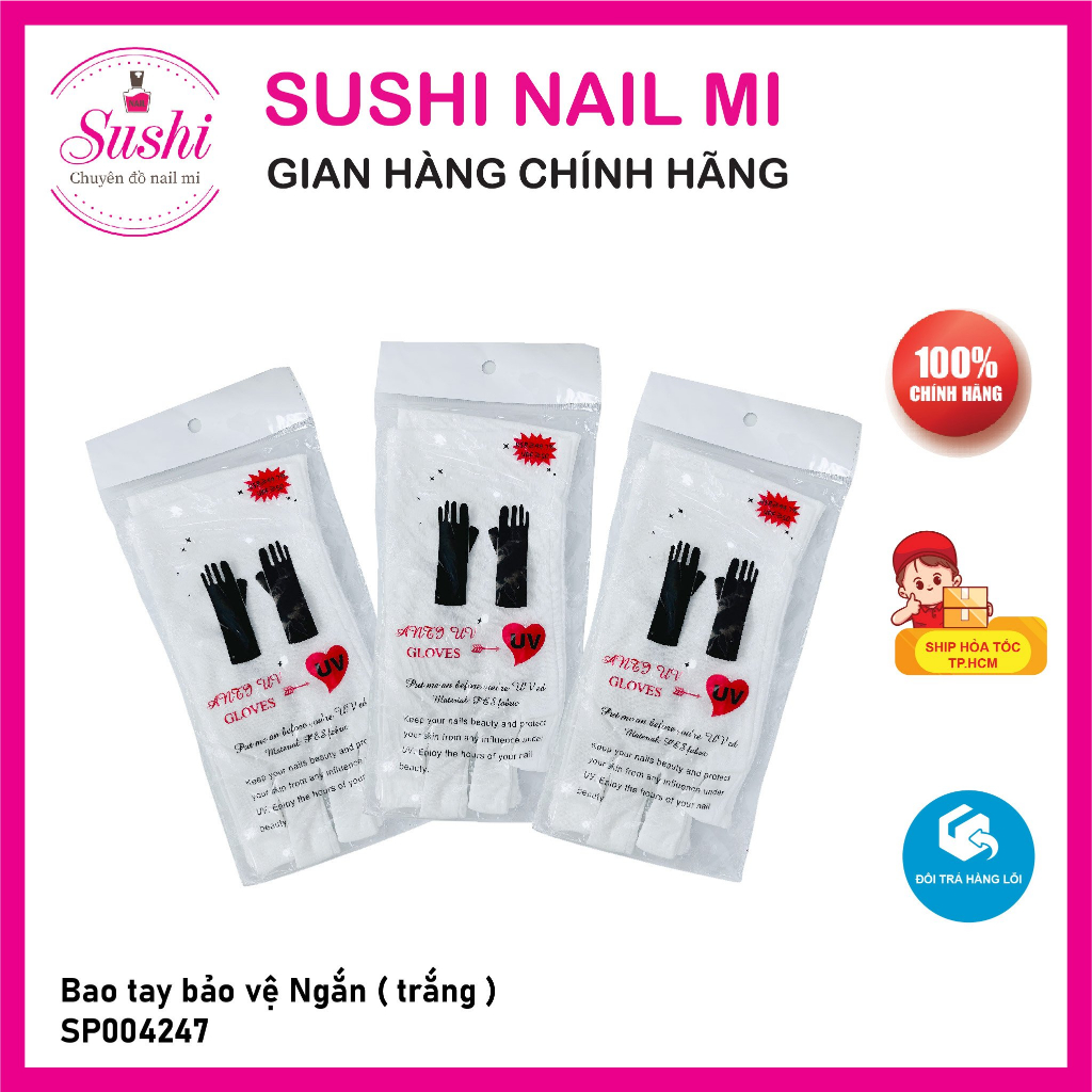 Bao tay bảo vệ Trắng  - Bao tay làm nail, chống nắng - Sushi Nail Mi