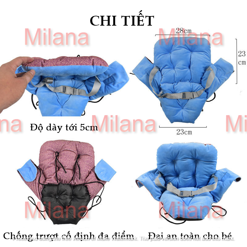 Đệm lót xe đẩy em bé Milana- Nệm lót ghế ngồi ăn dặm, Tấm lót chống trượt, thấm hút, cotton thoáng khí định hình MS01