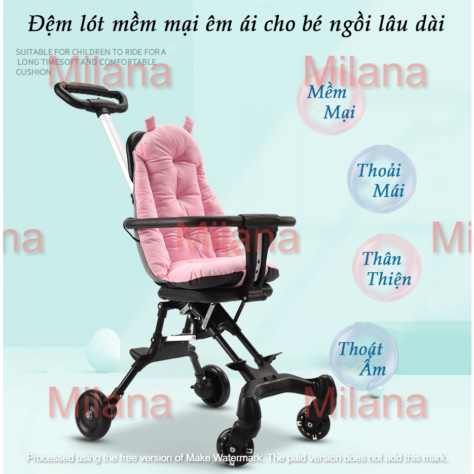 Đệm lót xe đẩy em bé Milana- Nệm lót ghế ngồi ăn dặm, Tấm lót chống trượt, thấm hút, cotton thoáng khí định hình MS01