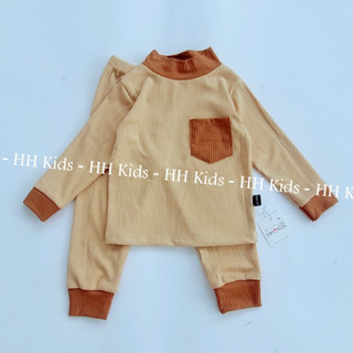[Bé 7-18kg] Bộ dài tay thun gân tăm Cổ cao 3 phân có túi Minky Mom dày dặn cho bé trai bé gái