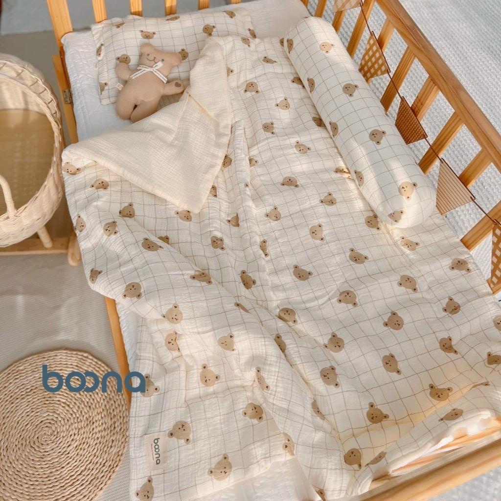 Chăn Xô Muslin Trần Bông Boona Ấm Baby Siêu Mềm, Siêu Ấm Cho Bé Sơ Sinh