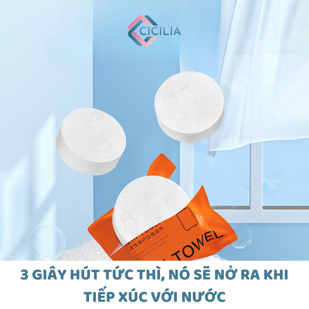 Khăn Tắm Nén Du Lịch CICILIA 70x140cm Dùng 1 Lần Cotton Tiện Lợi- Khăn Tắm Nén Khách Sạn CI-076