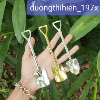 Thìa kim loại hình xẻng, muỗng cà phê thiết kế cổ điển, muỗng múc kem/trái cây thiết kế dễ thương, muỗng hình xẻng