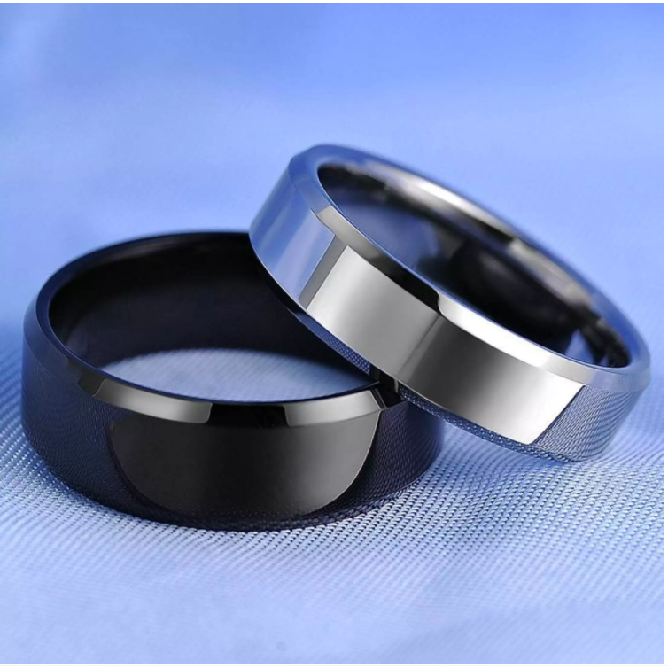 Nhẫn Trơn Nam Thép Titan Không Gỉ. Nhẫn Thời Trang Nam Basic. Nhẫn unisex 2 màu đen trắng