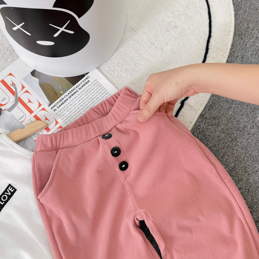 Bộ Thu Đông 3 Chi Tiết Cho Bé Gái WOWKIDS, Set 3 Chi Tiết Dài Tay Kèm Áo Sát Nách Cho Bé Gái Chất Len Tăm Mềm Mại