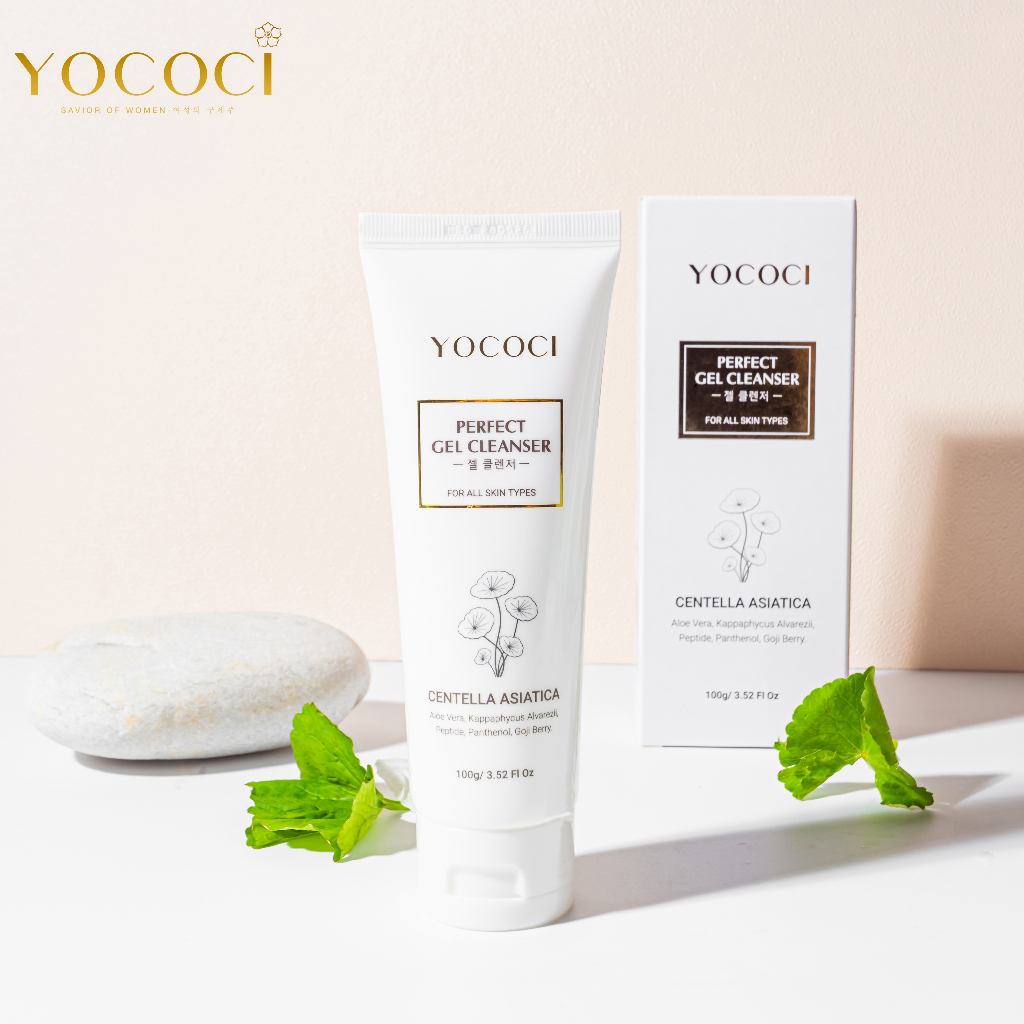 Sữa rửa mặt dạng gel cao cấp Yococi Perfect Gel Cleanser làm sạch thoáng mịn, giảm mụn sáng da, cấp ẩm 100g