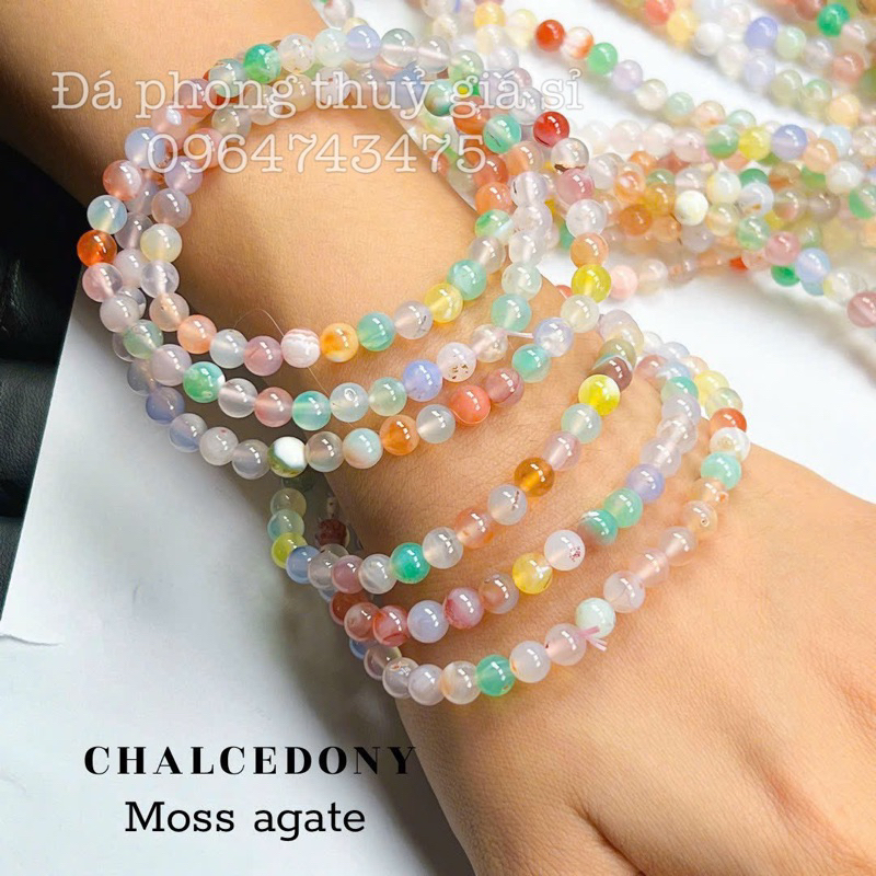 Vòng tay quấn 3 đá mã não đa sắc siêu đẹp trong mịn size 6mm