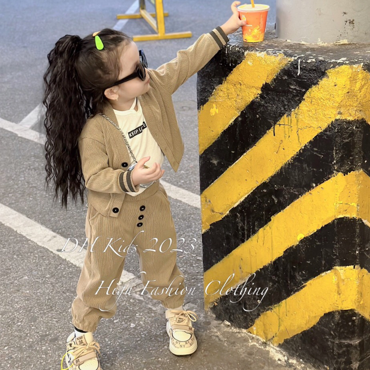 Bộ Thu Đông 3 Chi Tiết Cho Bé Gái WOWKIDS, Set 3 Chi Tiết Dài Tay Kèm Áo Sát Nách Cho Bé Gái Chất Len Tăm Mềm Mại