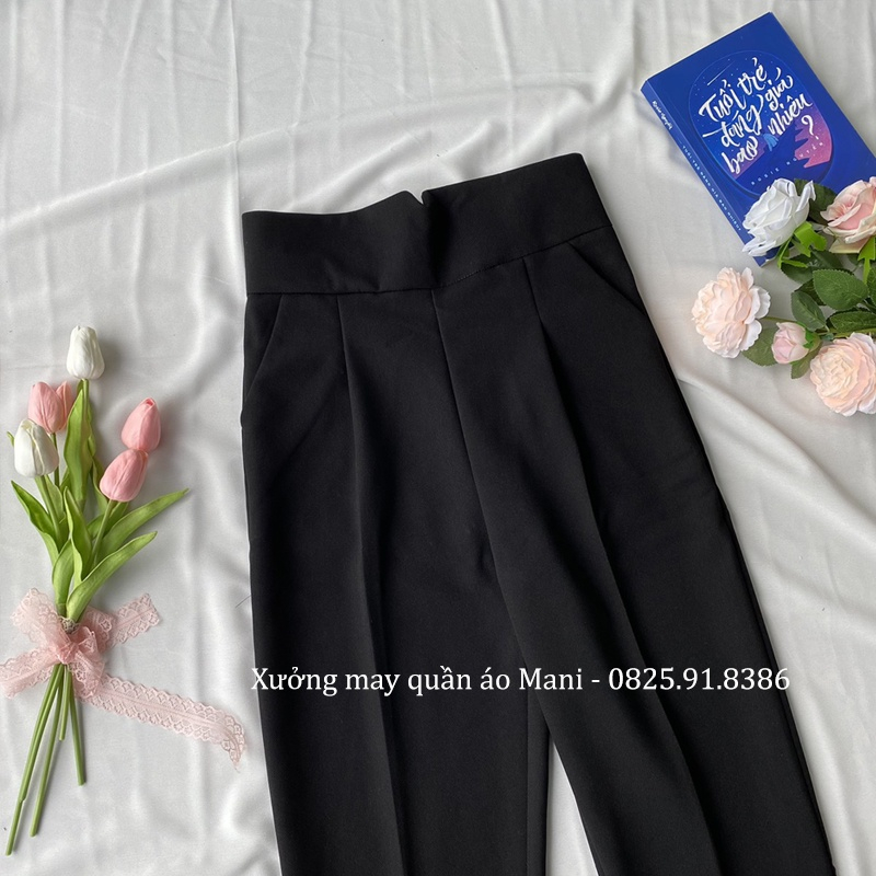 Quần tây nữ lưng cao đi học quần vải baggy cạp v siêu cao nữ khóa sườn màu đen tuyết mưa co giãn nhẹ [ Hàng có sẵn] | BigBuy360 - bigbuy360.vn