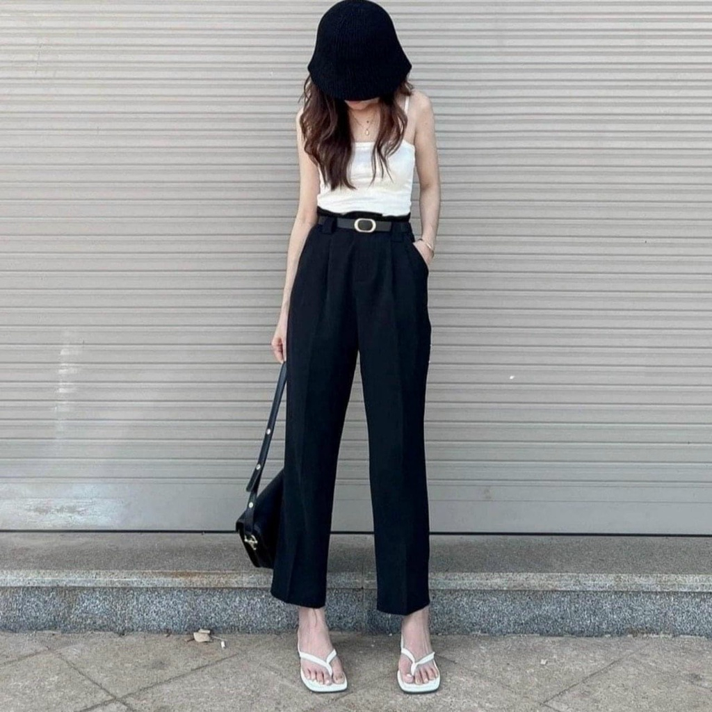 Quần Vải Nữ Chất Ru.by Cạp Liền Kèm Đai, Quần Tây Baggy Cạp Cao Đi Học Đi Làm 03 [ HÀNG CÓ SẴN] | BigBuy360 - bigbuy360.vn