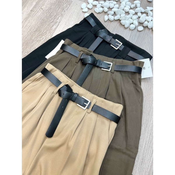 Quần Vải Nữ Chất Ru.by Cạp Liền Kèm Đai, Quần Tây Baggy Cạp Cao Đi Học Đi Làm 03 [ HÀNG CÓ SẴN] | BigBuy360 - bigbuy360.vn