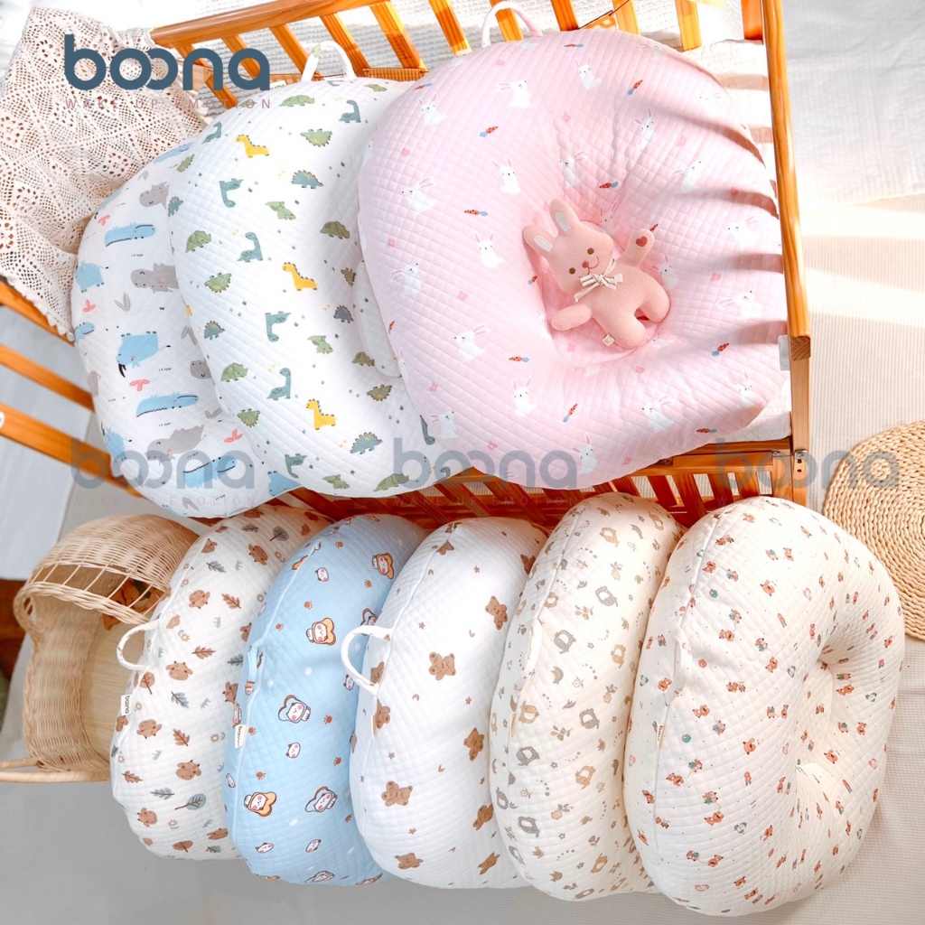 Gối Chống Trào Ngược Boona Ấm Baby Chần Bông Dành Cho Bé Sơ Sinh Vải Cotton