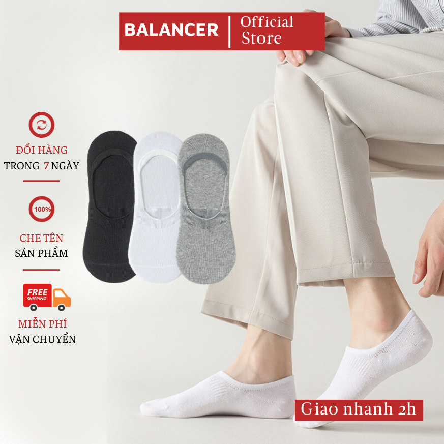 Tất lười nam nữ BALANCER chất liệu cotton mềm mại, thoáng mát, có đệm cao su chống trượt gót chân - TAT-LUOI-02