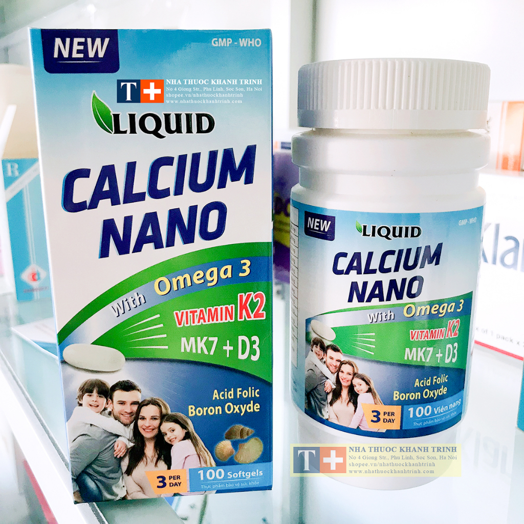(lọ 100 viên) Calcium Nano with Omega 3, Vitamin K2 MK7 &amp; D3 bổ sung và tăng cường hấp thu Calci