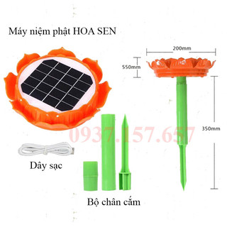 Máy tụng kinh năng lượng mặt trời hình hoa sen có thẻ nhớ 8G