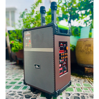 BẢNG NÂNG CẤP 2023) Loa kéo Kiomic K99 bass 20 ốp da cực đẹp - kèm 2 mic không dây UHF