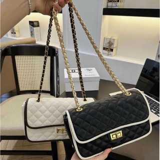 Túi xách nữ đeo vai đeo chéo phối viền da sần size 25