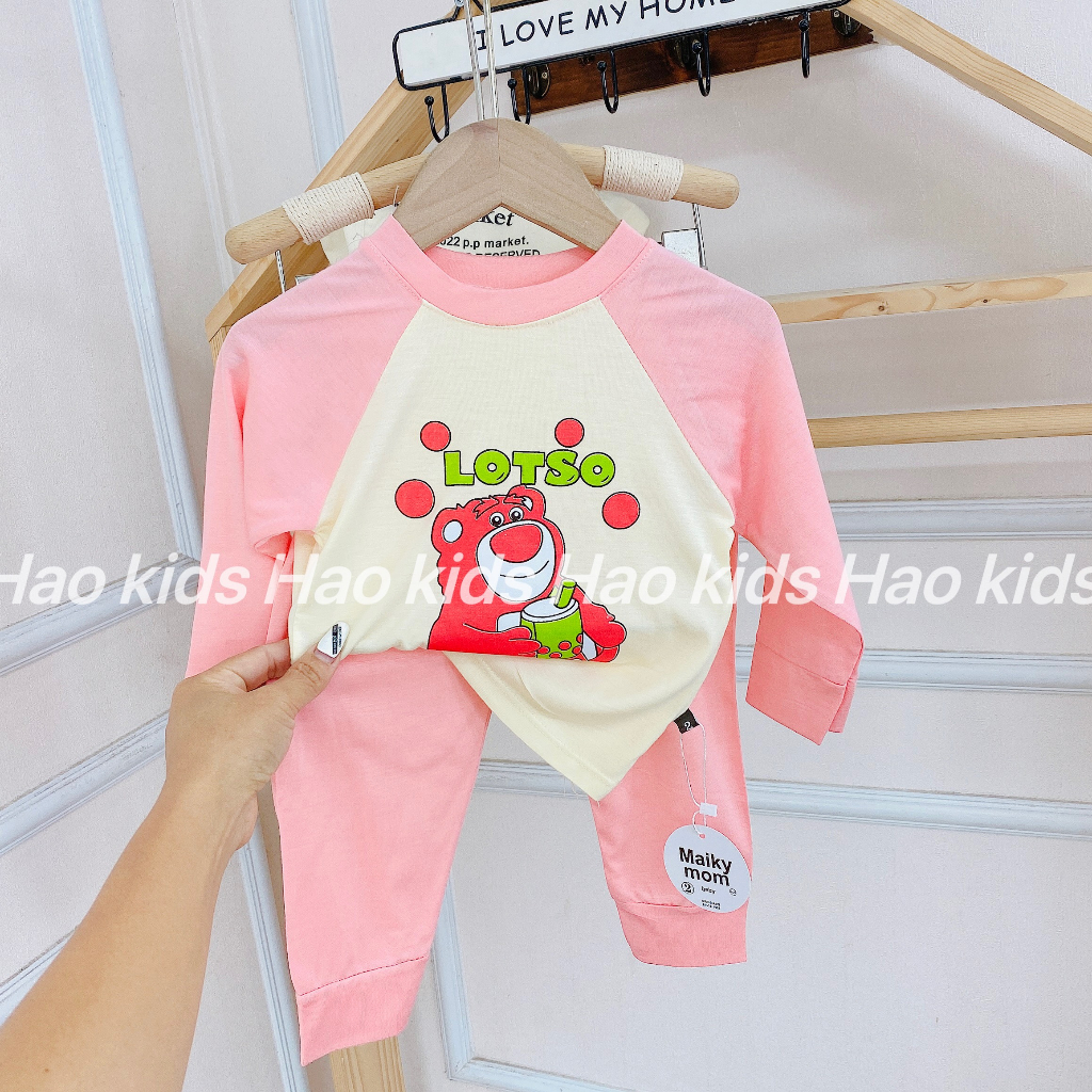 Bộ quần áo dài tay mặc điều hòa, chất thun lạnh mềm mịn cho bé gái và bé trai BD81