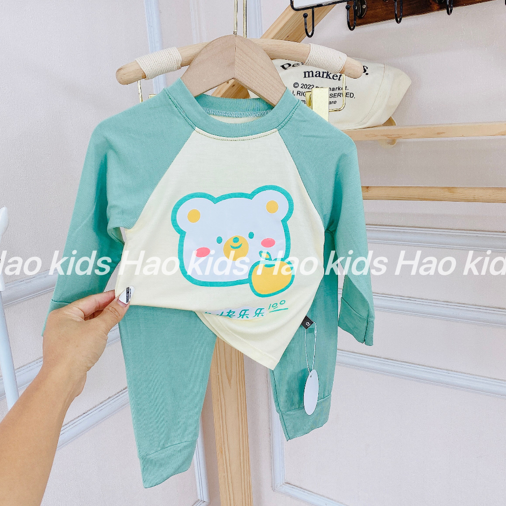 Bộ quần áo dài tay mặc điều hòa, chất thun lạnh mềm mịn cho bé gái và bé trai BD81