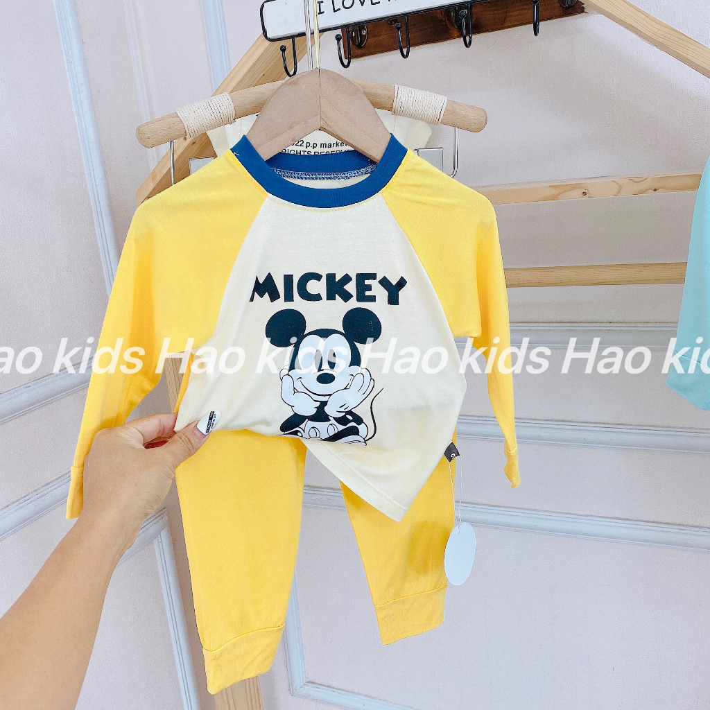 Bộ quần áo dài tay mặc điều hòa, chất thun lạnh mềm mịn cho bé gái và bé trai BD81