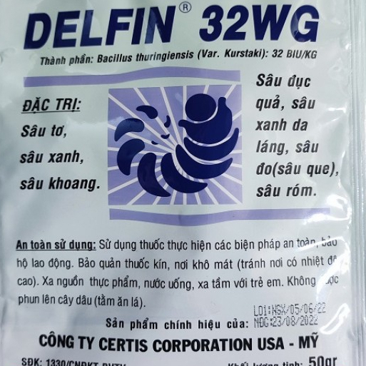 Sinh học DELFIN gói 50 gram sâu tơ, sâu xanh, sâu khoang, sâu đục quả, sâu xanh da láng, sâu đo (sâu que)