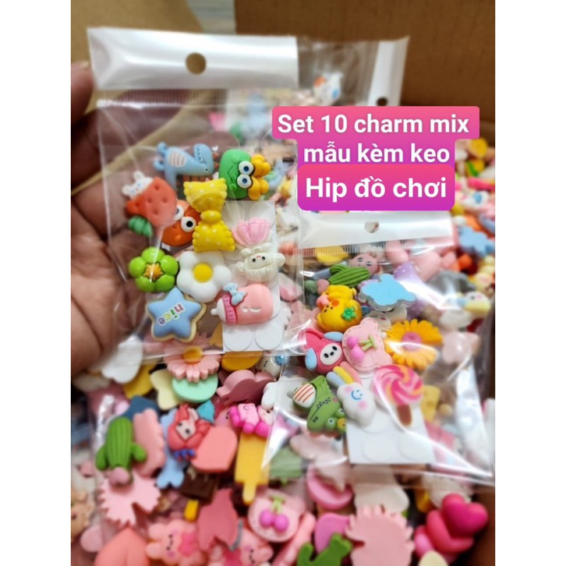 Set 10 Charm 3D loại 1 siêu dễ thương trang trí Mix đẹp ngẫu nhiên