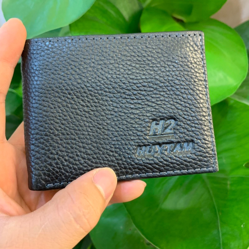 Ví nam mini da bò dáng ngang, ví mini nam cao cấp da bò thật nhỏ gọn tiện lợi kích thước 10,5cm x 8,5cm