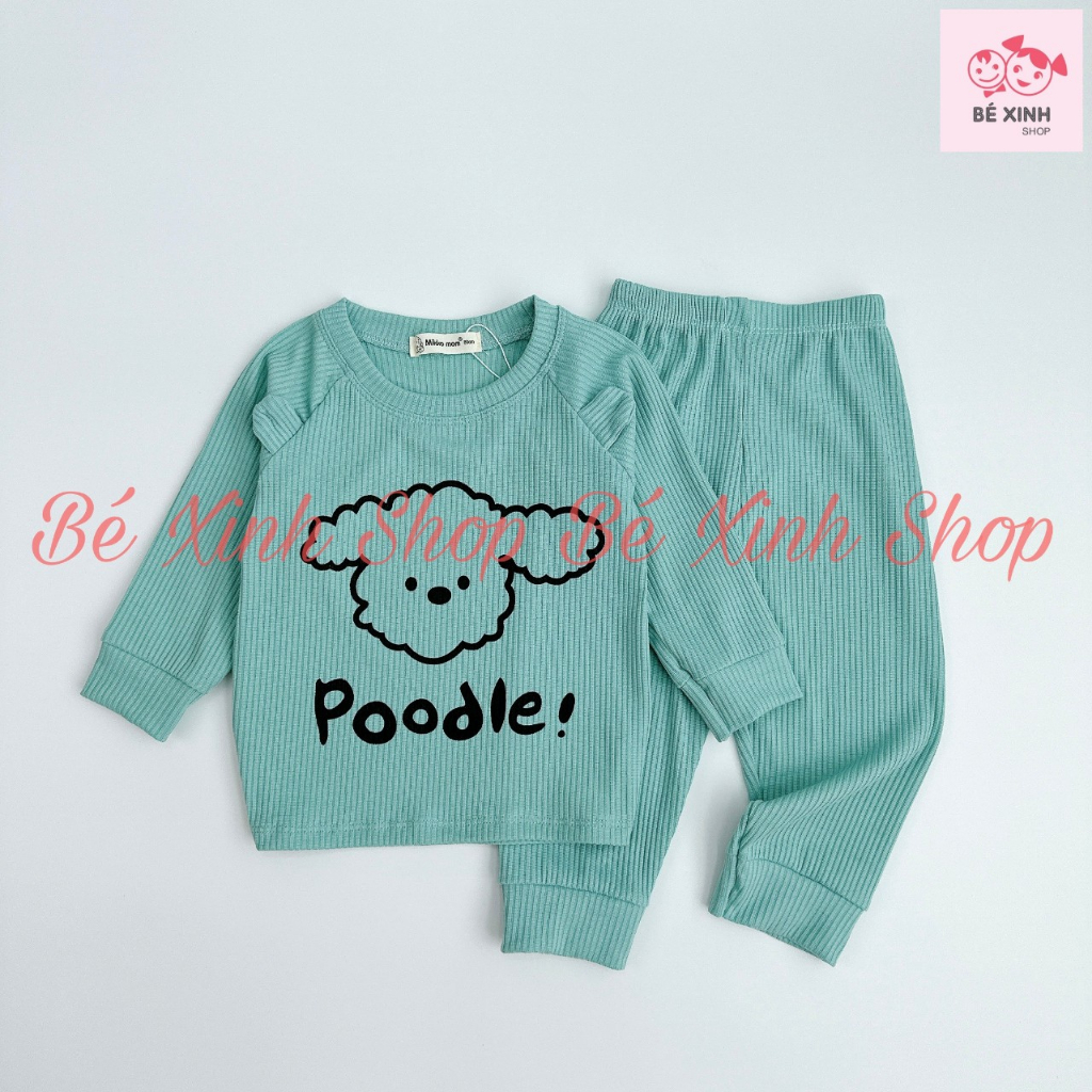 . Thu đông Bộ dài tay cho bé trai bé gái 6-21kg  Quần áo đồ ngủ dài tay Bộ len tăm cho bé trai gái Cừu Poodle