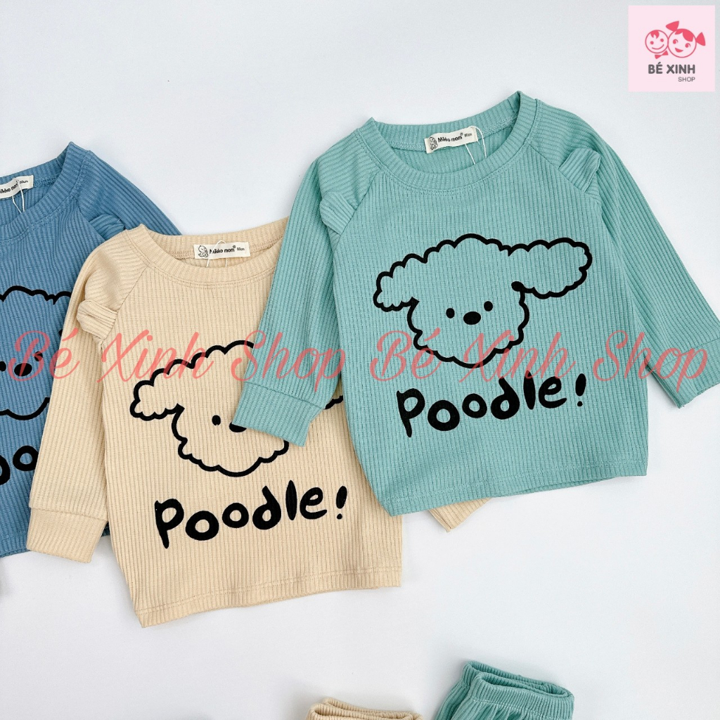 . Thu đông Bộ dài tay cho bé trai bé gái 6-21kg  Quần áo đồ ngủ dài tay Bộ len tăm cho bé trai gái Cừu Poodle