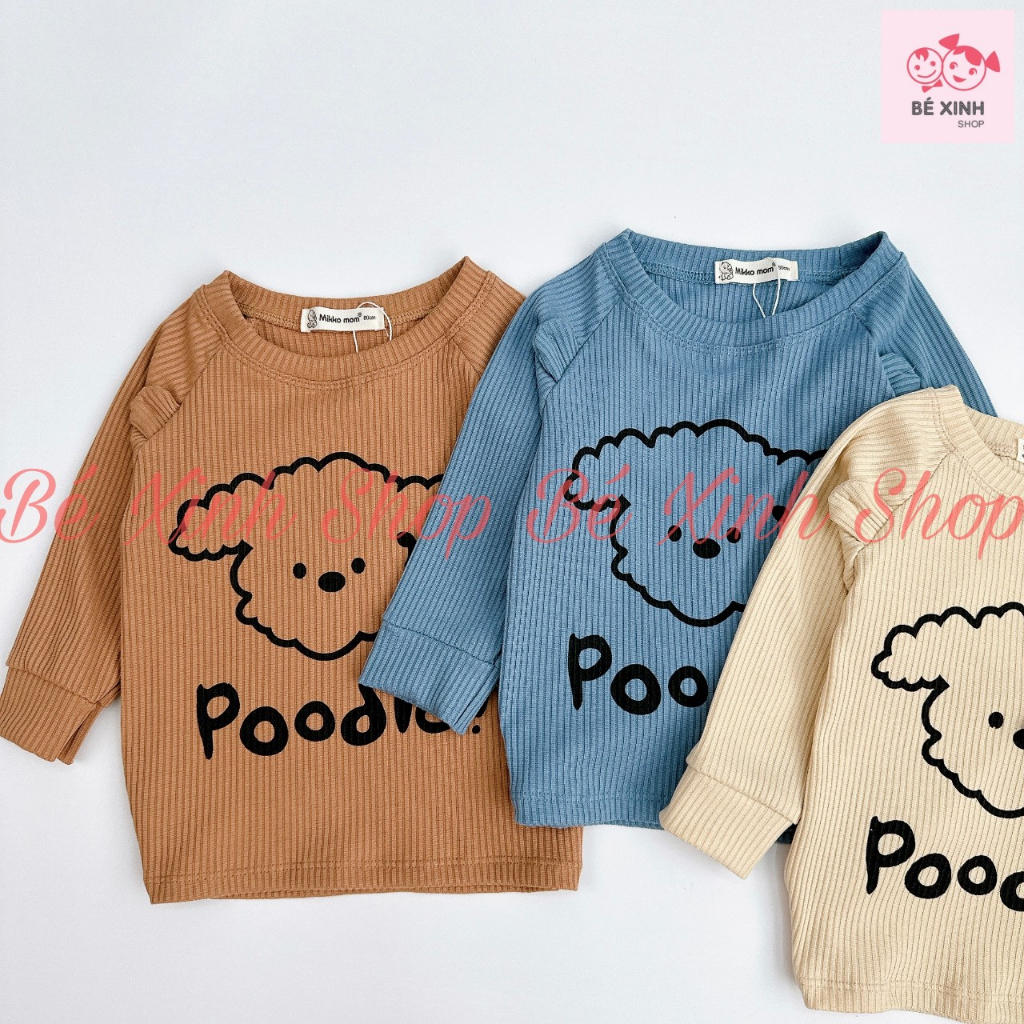 . Thu đông Bộ dài tay cho bé trai bé gái 6-21kg  Quần áo đồ ngủ dài tay Bộ len tăm cho bé trai gái Cừu Poodle