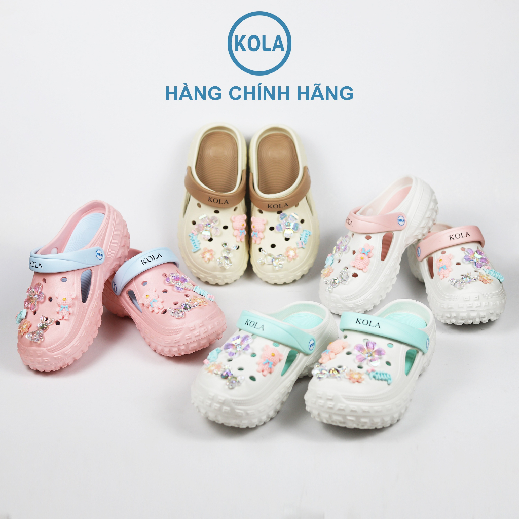 Dép Clogs sục nữ KOLA chất liệu EVA siêu nhẹ kèm sticker dễ thương có quai hậu