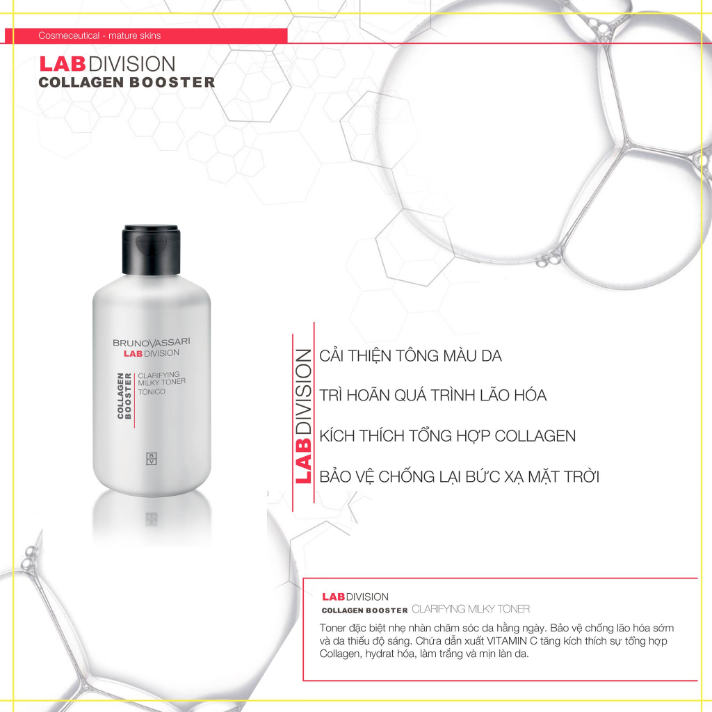 BrunoVassari Collagen Booster – Clarifying Milky Toner - Toner Chống Lão Hóa Và Làm Sáng da