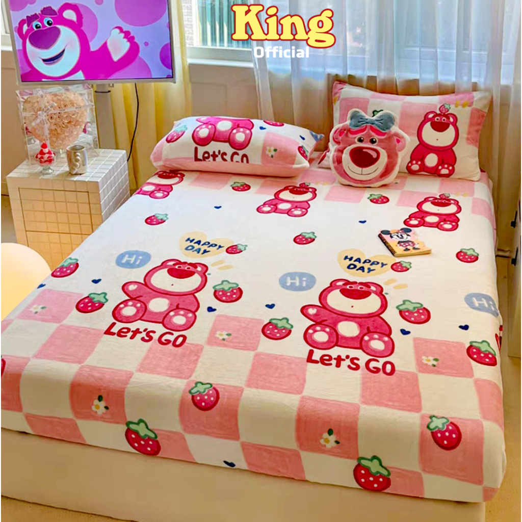 Combo 3 Món: Ga Giường và 2 vỏ Gối 💖m2/m4/m6/m8💖 Poly Cotton 4 Mùa, Ga Giường Caro Nâu Be Đáng Yêu - Kingbedding