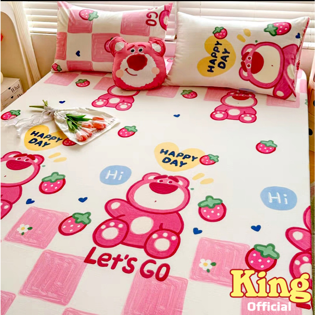 Combo 3 Món: Ga Giường và 2 vỏ Gối 💖m2/m4/m6/m8💖 Poly Cotton 4 Mùa, Ga Giường Caro Nâu Be Đáng Yêu - Kingbedding