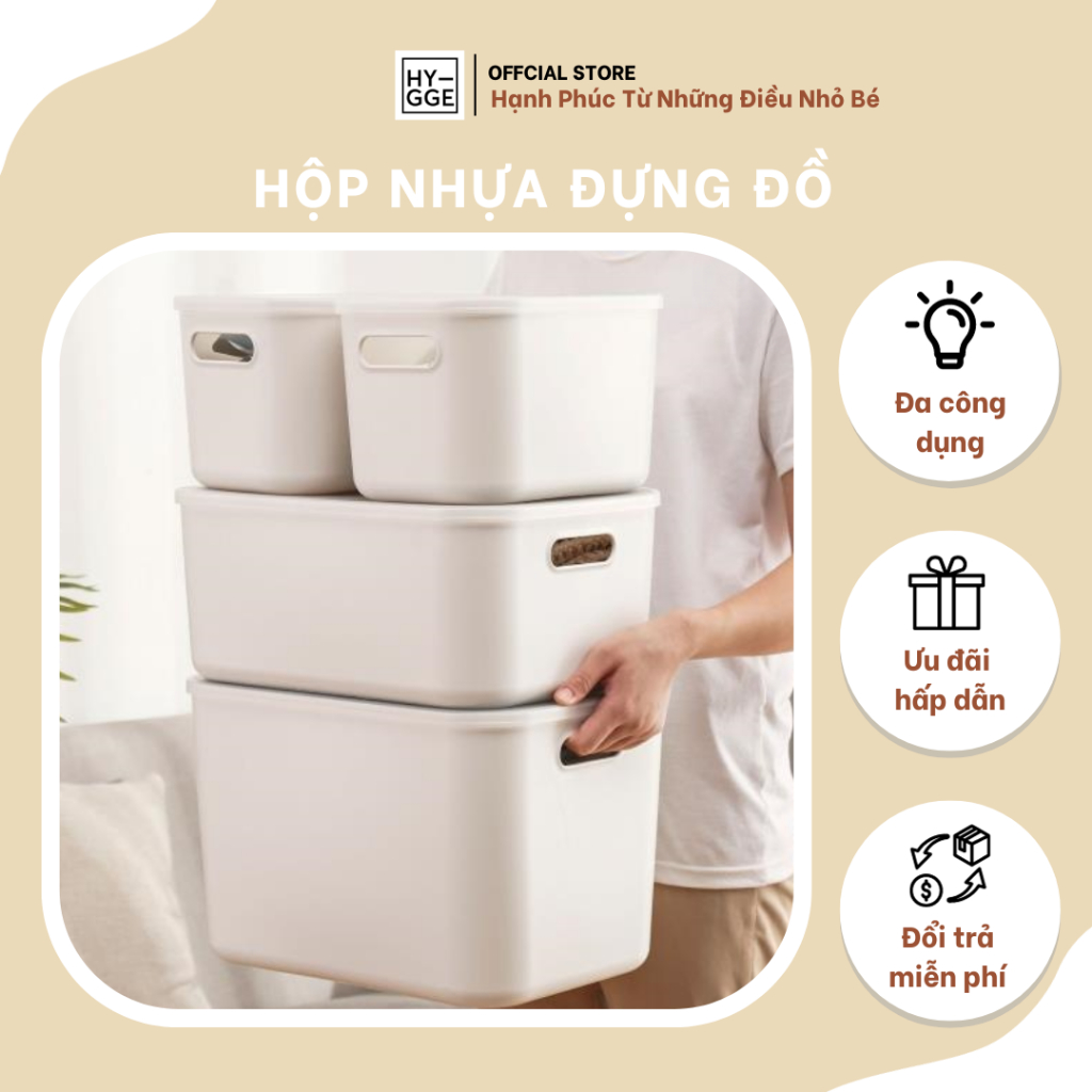 Hộp nhựa đựng đồ, Hộp đựng quần áo, giày, mỹ phẩm đa năng 3 size