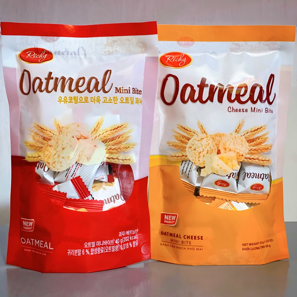 Bánh OATMEAL RICHY yến mạch Richy túi nhỏ 40G - ăn vặt chill kiểu Hàn Quốc