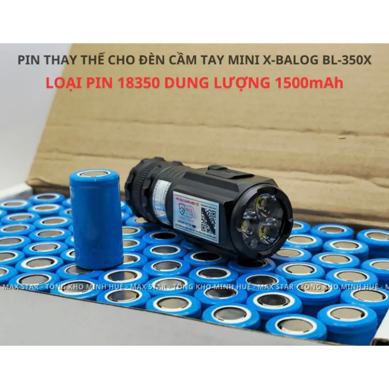 Pin thay thế cho đèn pin mini X BALOG BL-350X loại 18350 dung lượng 1500mAh