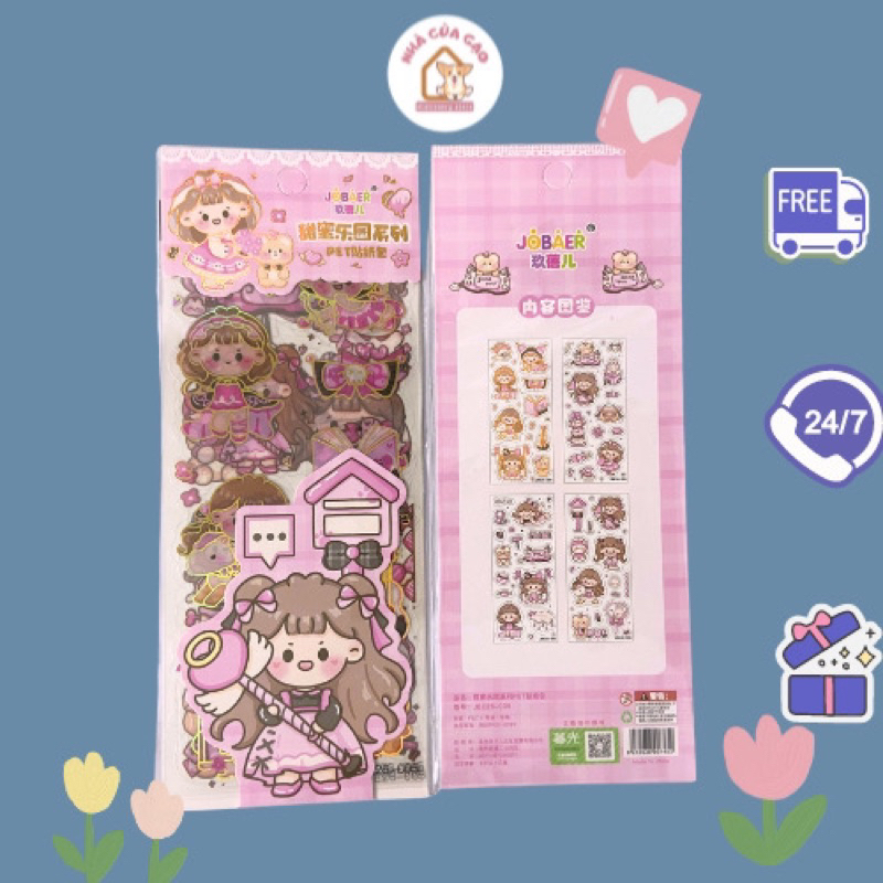 Túi 4 Tấm Sticker Bé Gái không thấm nước, đáng yêu cho bé gái