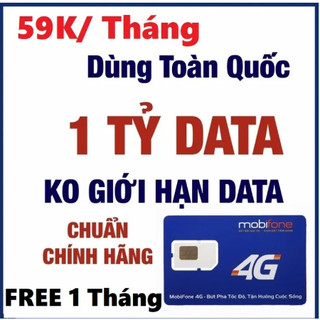 SIM 4G [Mua về dùng luôn] VNSKY59 - 1 TỶ GB DATA Không Giới Hạn 59k/tháng